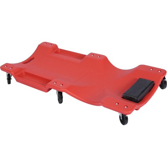 Wiltec Chariot de visite Mécanicien 101,5 x 47,5 x 11,6 cm Rouge 180 kg Appui-tête et Range-outils Planche à Roulettes pivotantes Siège d’atelier Coulissant Ergonomique Garage Auto