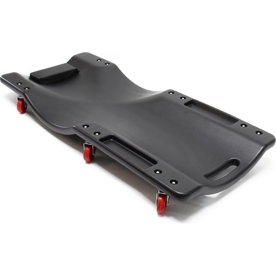 Wiltec Chariot de visite Mécanicien 90 x 40 x 14 cm Noir 90kg Appui-tête Range-outils Planche à Roulettes pivotantes Siège d’atelier Coulissant Ergonomique Garage Auto