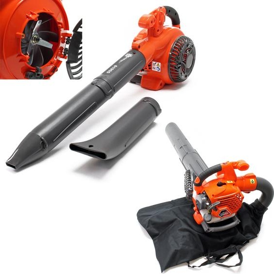 Wiltec Outil multifonction 3 en 1 – 580 x 290 x 390 mm – Essence 0,5 l – 0,75 kW 1 CV – Sac collecteur 50 l – Aspirateur Souffleur de feuilles mortes & Broyeur végétaux – Jardinage