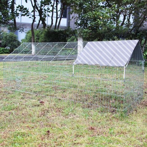 Wiltec Parc enclos pour petits animaux domestiques – 1800 x 750 x 750 mm – en Acier – Clôture verrouillable avec Toit grillagé à pignon – Cage lapin Clapier hamster cochon dInde Tortue Rongeur