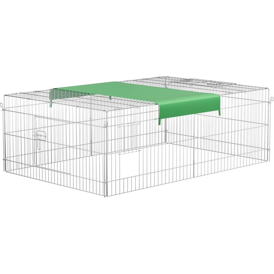 Wiltec Parc enclos pour petits animaux domestiques – 1830 x 1220 x 600 mm – en Acier – Clôture verrouillable avec Protection solaire – Cage lapin hamster cochon dInde Tortue Rongeur