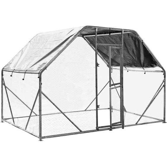 Wiltec Parc enclos XXL pour petits animaux domestiques – 2 x 3 x 2 m – en Acier – Clôture verrouillable avec Toit grillagé à pignon et Bâche – Cage lapin Clapier hamster cochon dInde Tortue Rongeur