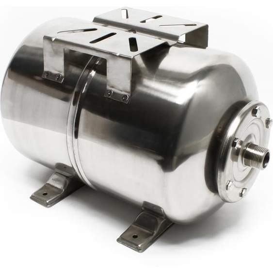 Wiltec Réservoir pression à vessie – 50 Litres – 550 x 360 x 375 mm – en Acier inoxydable – Version horizontale – Surpresseur pour la surpression eau domestique – Réservoir Cuve suppresseur pour pompe