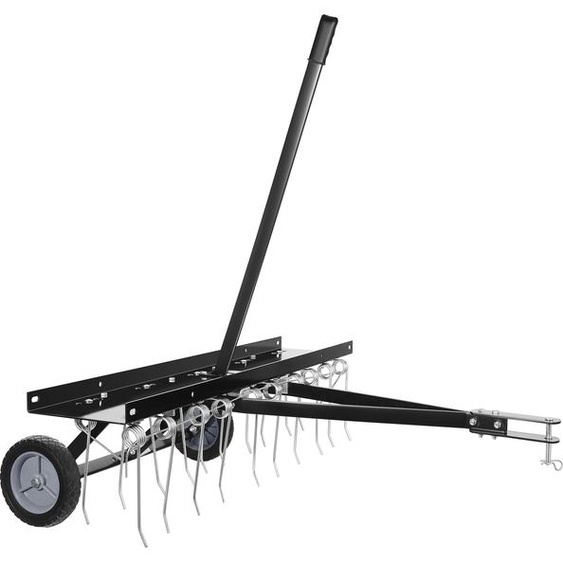 Wiltec Scarificateur Trainé Largeur de travail 100cm Ressorts en acier 16,5 cm Hauteur réglable 18 et 22 cm Scarificateur Poids 15 Kg Pelouse pour Tracteur tondeuse Roues en caoutchouc Tondeuse Peigne à gazon ATV