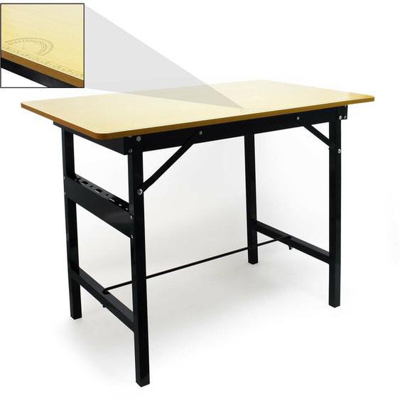 Wiltec - Table de travail pliable – Capacité de charge 150 kg max. – Acier et mdf – Surface de travail 100 x 60 cm avec Règle linéaire et Rapporteur
