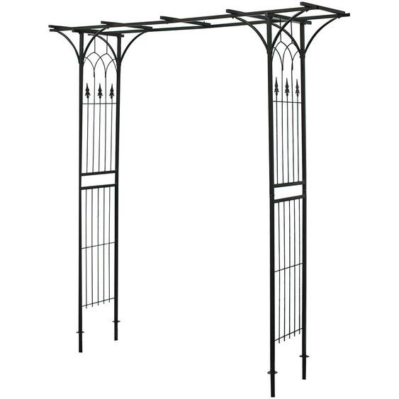 Xpotool - Wiltec Treillis arc de roses – 205 x 50 x 208 cm – en Acier – Support pour plantes grimpantes et roses – Arche noire Treillage Espalier