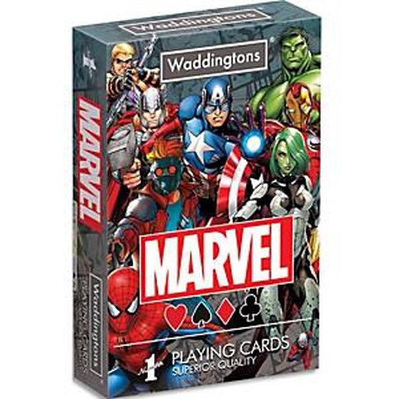 WINNING MOVES Jeu de 54 cartes personnalisées aux couleurs des héros Marvel