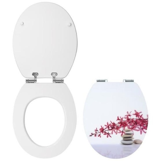 Wirquin 20719925, allongé, siège de WC rigide, multicolore, blanc, acrylique, bois, 370 mm, 480 mm