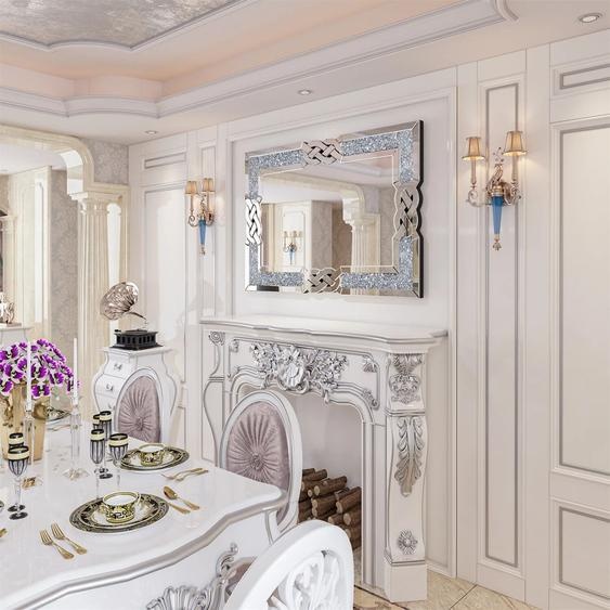 Wisfor Grands miroirs en cristal pour la décoration murale, miroir mural Crush Diamond, miroir mural Rectangle Silver Rotterdam Kly