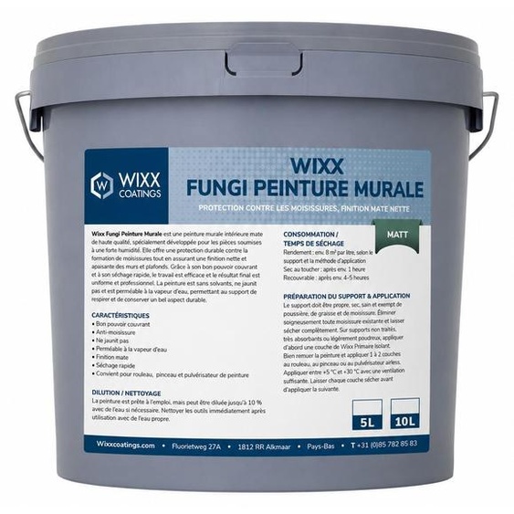 Wixx Fungi Peinture Murale Mat - RAL 9003 | Blanc signal - 5L