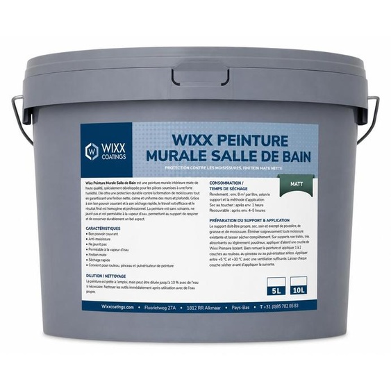 Wixx Peinture Murale Salle de Bain Mat - RAL 9001 | Blanc crème - 10L