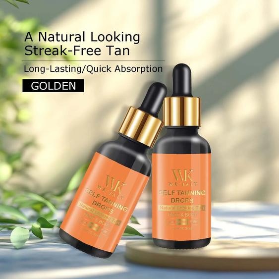 WK’JALY WK JALY Gouttes auto-bronzantes moyennes, gouttes bronzantes solaires à lueur naturelle, bronzage sans soleil pour le visage, le corps, ajoutez aux soins de la peau pour le bronzage personnalisé