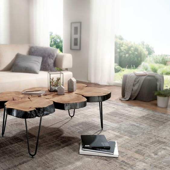 Wohnling Acacia Table basse 115 x 70 x 40 cm en bois massif en forme de tronc darbre ; WL1.510