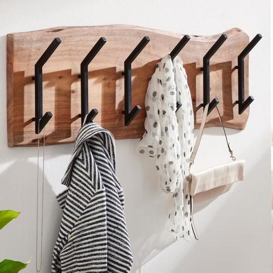 WOHNLING porte-manteau mural bois métal 100 cm porte-manteau hall crochet rail bois massif