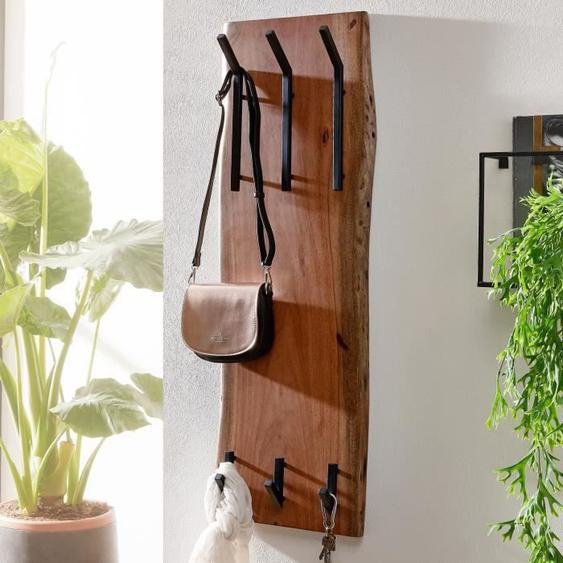 WOHNLING porte-manteau mural bois métal 100 cm porte-manteau hall crochet rail bois massif