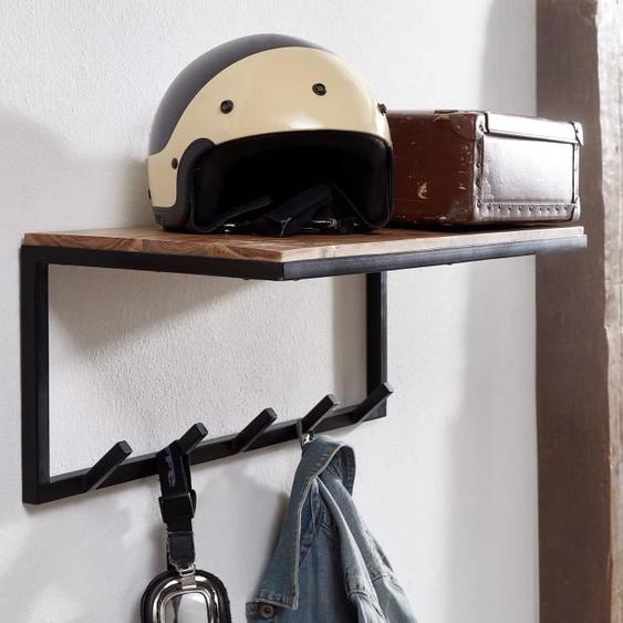 Porte-manteau mural bois métal 70 cm avec étagère - WOHNLING