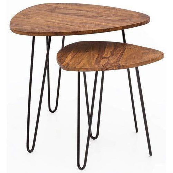Wohnling WL5.659 Table de Chevet Design en Bois Massif Marron 60 x 56 x 60 cm