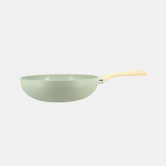 Wok 28cm colorama celadon - en aluminium - revetement antiadhesif en ceramique