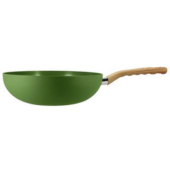 Wok colorama 28cm en aluminium recycle olive induction