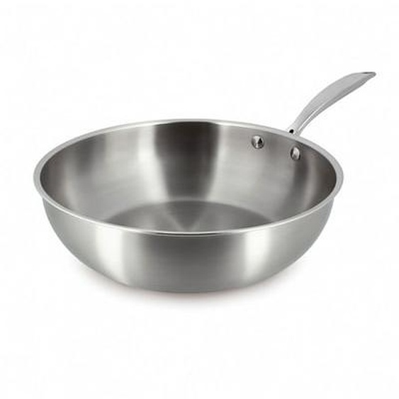 Wok triply 28cm en acier inoxydable - made in france