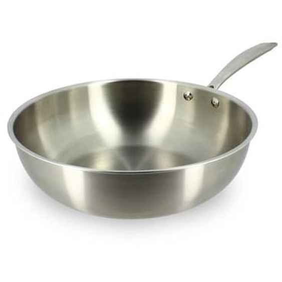 Wok triply 28cm en acier inoxydable - made in france