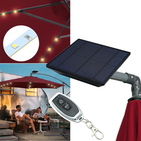 Wolketon 3m-3.5m Parasol avec LED Inclinable solaire Parasol de balcon Parasol de marché UV40+ Parasol de jardin,Rouge,3.5m