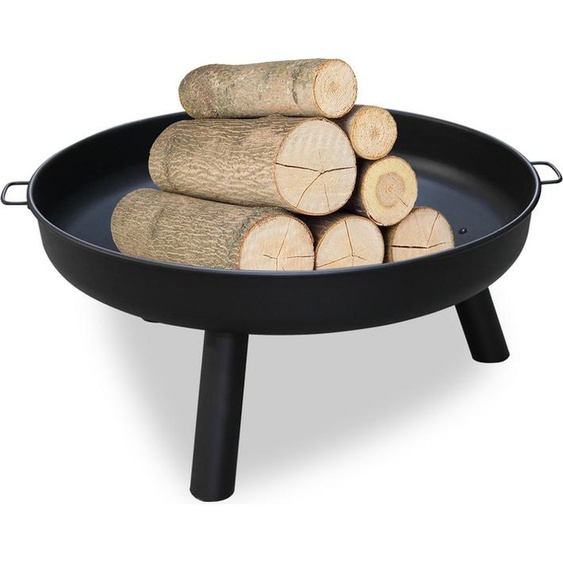 Wolketon Bol de feu 82cm Corbeille à feu Bol de feu en acier inoxydable Multifonctionnel avec poignées