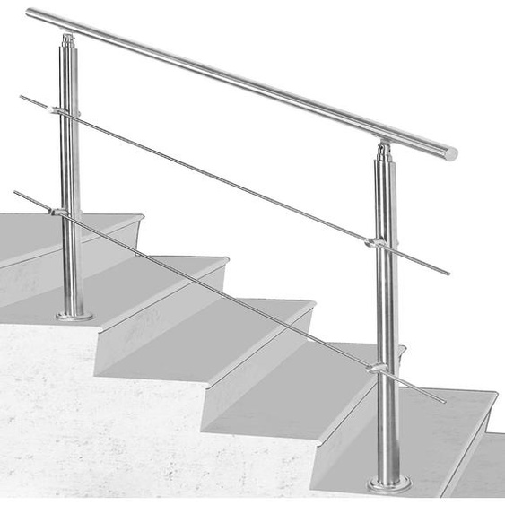 Wolketon Garde-corps en acier inoxydable pour balcons, terrasses et escaliers avec/sans entretoises (160cm, 2 entretoises)