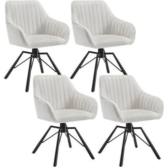 WOLTU 4x Chaise Salle à Manger Pivotante, Chaise Cuisine Scandinave en Velours, Ergonomique, Pieds en Métal, Crème W0ATT0185-4