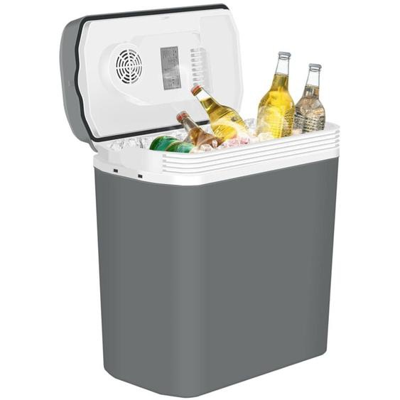 Woltu - Glacière électrique Mini Réfrigérateur 22L Isotherme Chaud/Froid, 12V et 230V pour Voiture et Camping, Gris