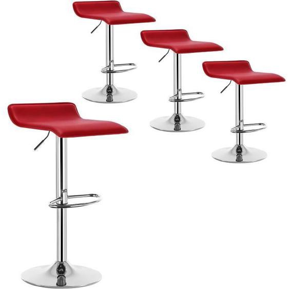 WOLTU Lot de 4 Tabourets de bar en similicuir, Tabourets de bar pivotant,hauteur réglable,Bordeaux