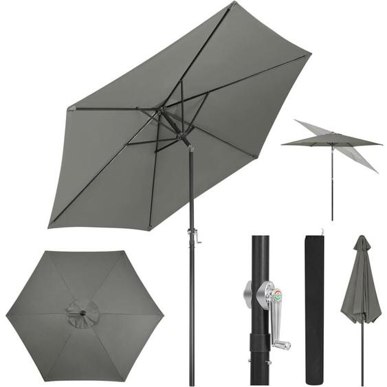 Woltu - Parasol de Jardin, 300cm, Parasol Inclinable avec Manivelle, pour Jardin/Balcon/Terrasse/Plage/Marché, Tissu Anti-UV 180g/m², Gris Foncé