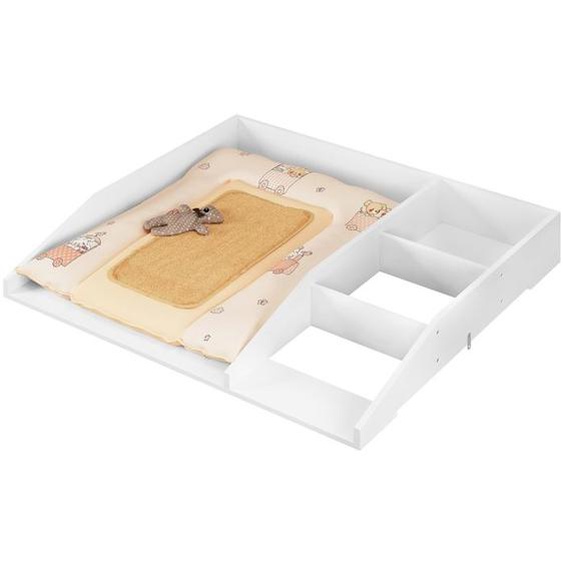 WOLTU Plan à Langer, Plateau à Langer avec Cloison, Table à Langer Amovible, 80x74,5x13,5cm, Blanc W0ETT0234