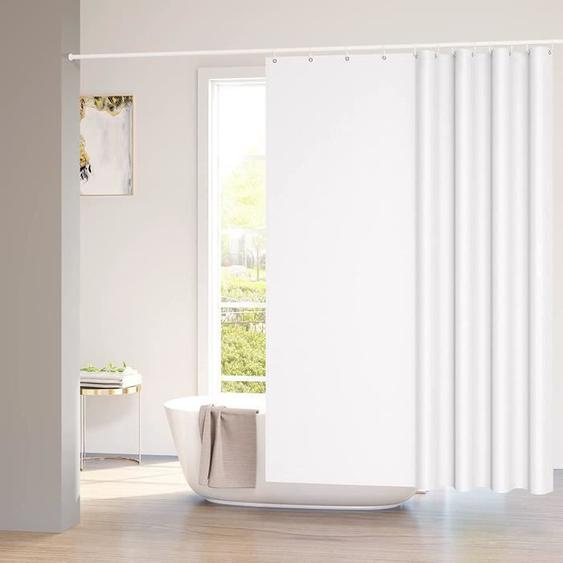 WOLTU Rideau de Douche Anti-moisissure, Rideau de Baignoire 100% Polyester avec Œillets, Ourlet Alourdi, 180x180cm Blanc
