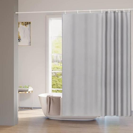 WOLTU Rideau de Douche Anti-moisissure, Rideau de Baignoire 100% Polyester avec Œillets, Ourlet Alourdi, 180x180cm Gris