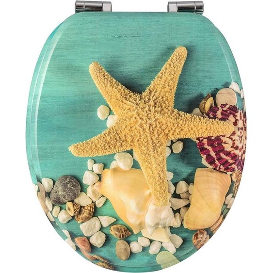 WOLTU Siège de WC MDF avec système dabaissement automatique Softclose Charnière Grande étoile de mer