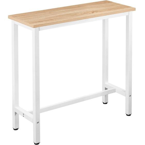 Woltu - Table de Bar industriel avec Cadre en Métal, Table de bistrot, Table à Manger Plateau en aggloméré 100x40x100cm, Chêne Clair