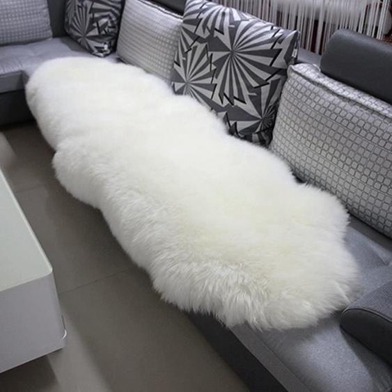 WOLTU Tapis en Peau de Mouton Tapis pour chambre,salon de lit,Tapis de Laine Toison Moquette,Tapis de canapé 170-180cm, Blanc