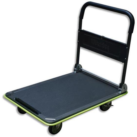 WONDAY Chariot pliable Gris Noir capacité 300 kg, porte outils - Dim. déplié : L90 x H84,5 x P60 cm