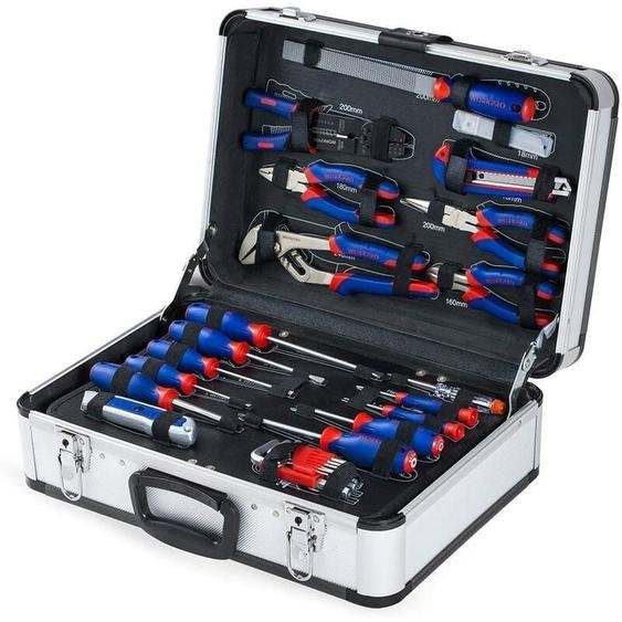 WORKPRO Boite à Outils Complete pour Réparation Dommestique ou de Travail, Caisse à Outils Complete Professionnelle avec Mallette en Aluminium 119