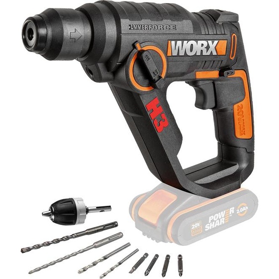 Worx WX390.9 Marteau pneumatique SDS PLUS Perceuse-visseuse sans fil 20V Baulöwe