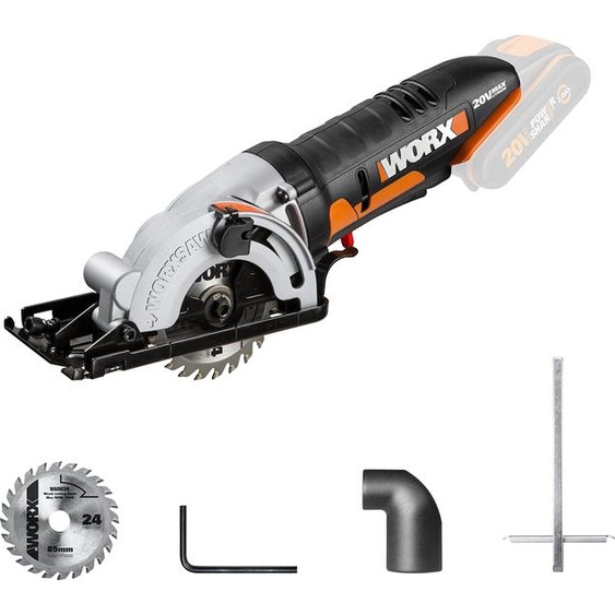 Worx WX527.9 Scie circulaire sans fil Worxsaw 20V solo Bois Métal Céramique Plastique