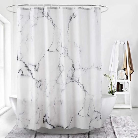 WOUNGZHA Rideau de douche imperméable en marbre et polyester, ourlet lesté, rideau de douche de salle de bain de 180 x 180 cm