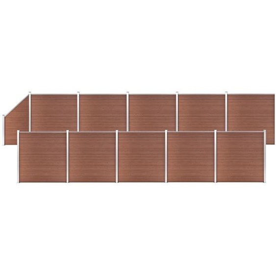 Ensemble de clôture WPC 10 Carré + 1 Incliné 1830x186 cm Marron