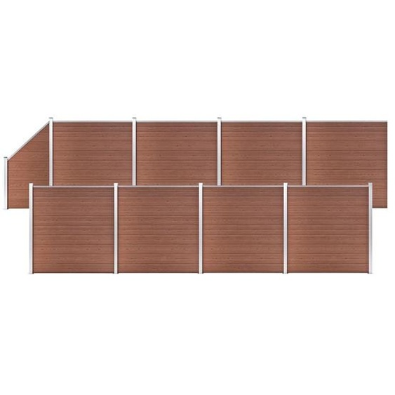 Ensemble de clôture WPC 8 Carré + 1 Incliné 1484x186 cm Marron