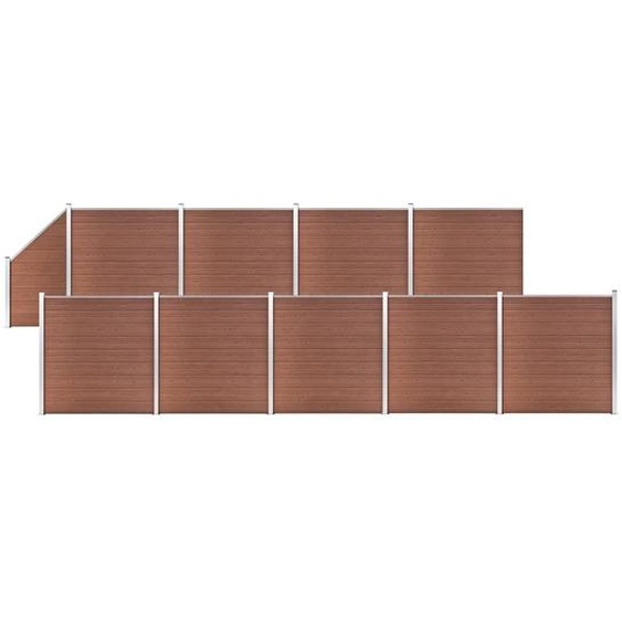 Ensemble de clôture WPC 9 Carré + 1 Incliné 1657x186 cm Marron