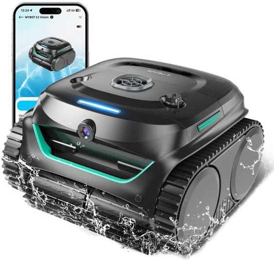 C2 Vision - Robot de Piscine Sans Fil avec Smart Vision, Navigation Intelligente, 8 Modes de Nettoyage, batterie longue durée - Wybot