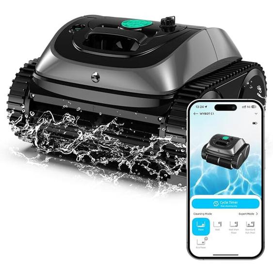 Robot de Piscine Sans Fil Wybot C1 Nettoyage Automatique du Fond, des Parois et Ligne dEau avec Application Mobile