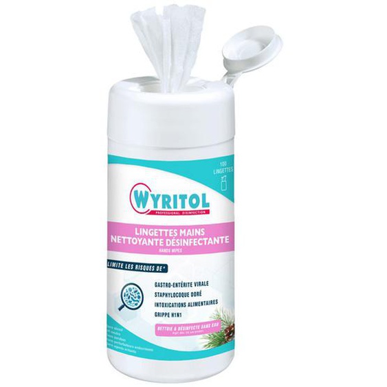 Wyritol Lingettes désinfectantes mains - Boîte de 100