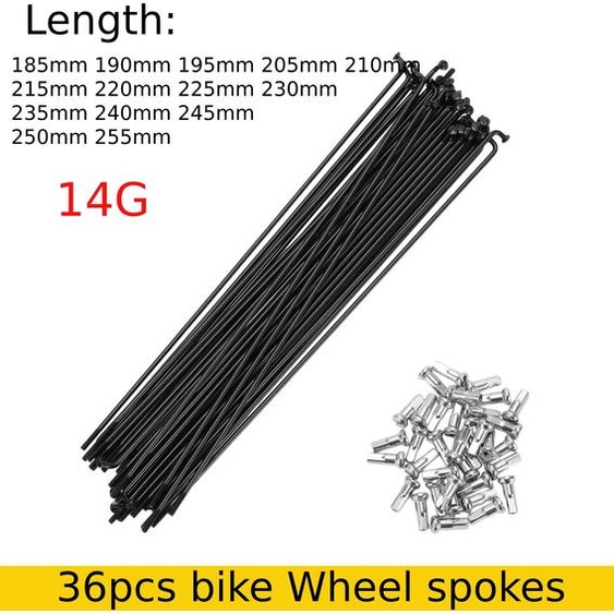 X Autohaux 36 pièces rayons de vélo en acier 14G rayons de vélo 185mm 190mm 195mm205mm 210mm 215mm de longueur avec écrous pour la plupart des vélos